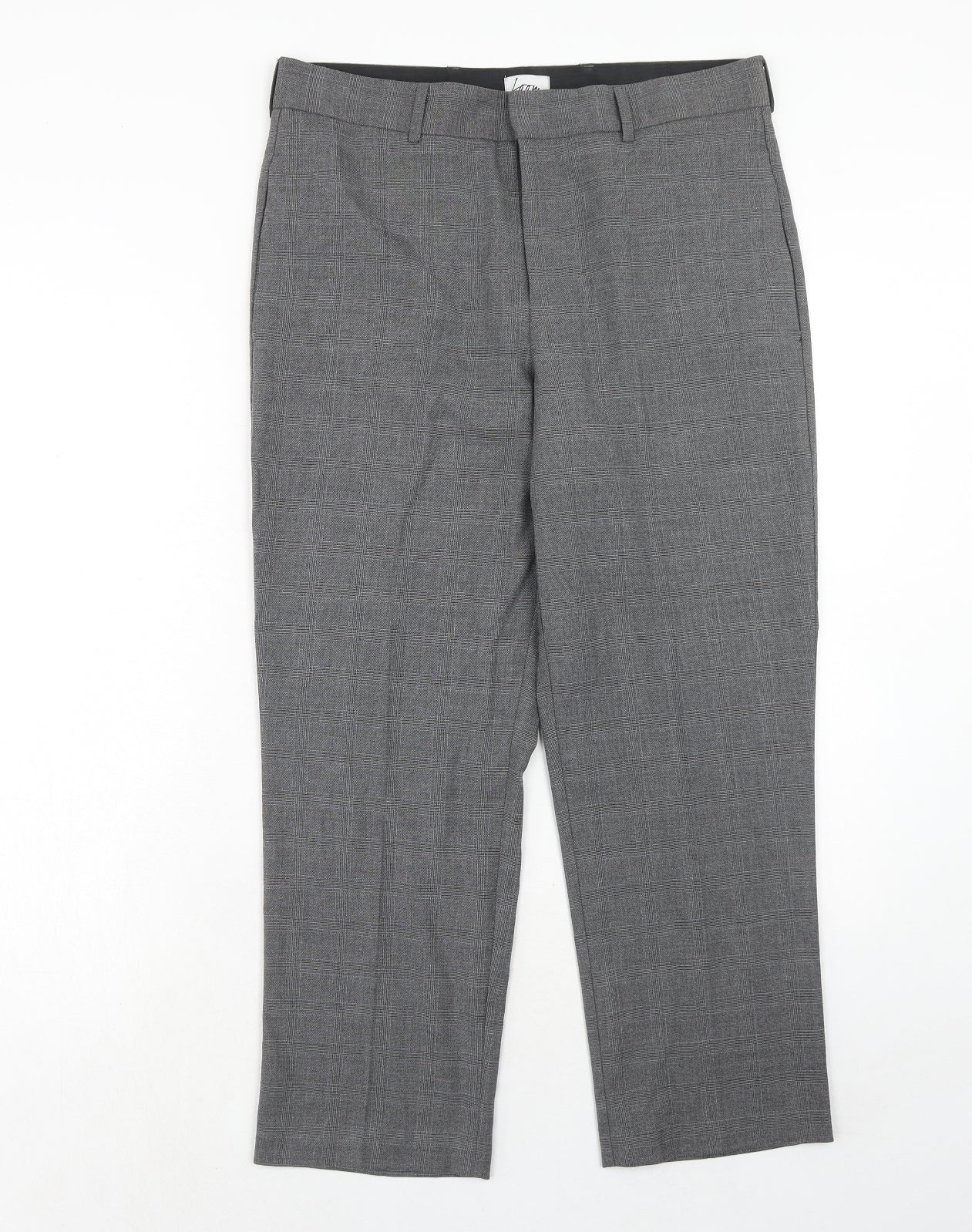 Loom Womens Grey Plaid Polyester Chino Trousers Size 32 L30 in Regular Hook & Eye