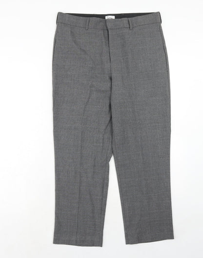 Loom Womens Grey Plaid Polyester Chino Trousers Size 32 L30 in Regular Hook & Eye