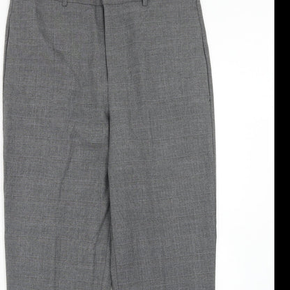 Loom Womens Grey Plaid Polyester Chino Trousers Size 32 L30 in Regular Hook & Eye