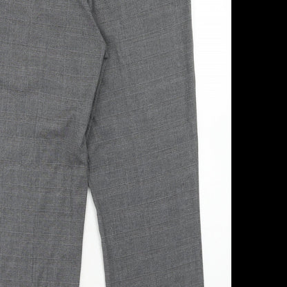 Loom Womens Grey Plaid Polyester Chino Trousers Size 32 L30 in Regular Hook & Eye