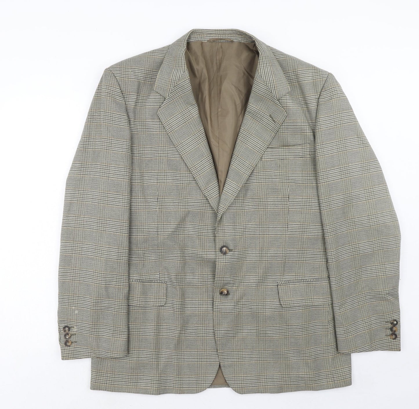 Enrico Mens Grey Plaid Polyester Jacket Blazer Size 44 Regular