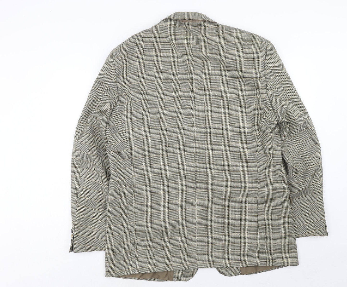 Enrico Mens Grey Plaid Polyester Jacket Blazer Size 44 Regular