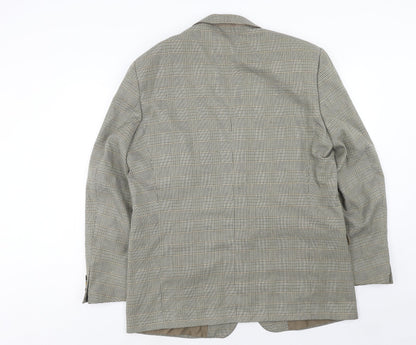 Enrico Mens Grey Plaid Polyester Jacket Blazer Size 44 Regular