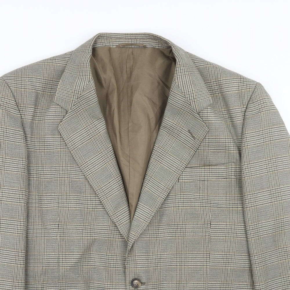Enrico Mens Grey Plaid Polyester Jacket Blazer Size 44 Regular