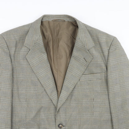 Enrico Mens Grey Plaid Polyester Jacket Blazer Size 44 Regular