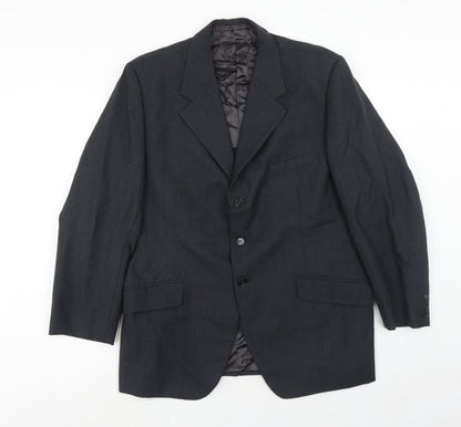 julien felonek Mens Grey Striped Polyester Jacket Suit Jacket Size 40 Regular