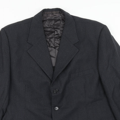 julien felonek Mens Grey Striped Polyester Jacket Suit Jacket Size 40 Regular