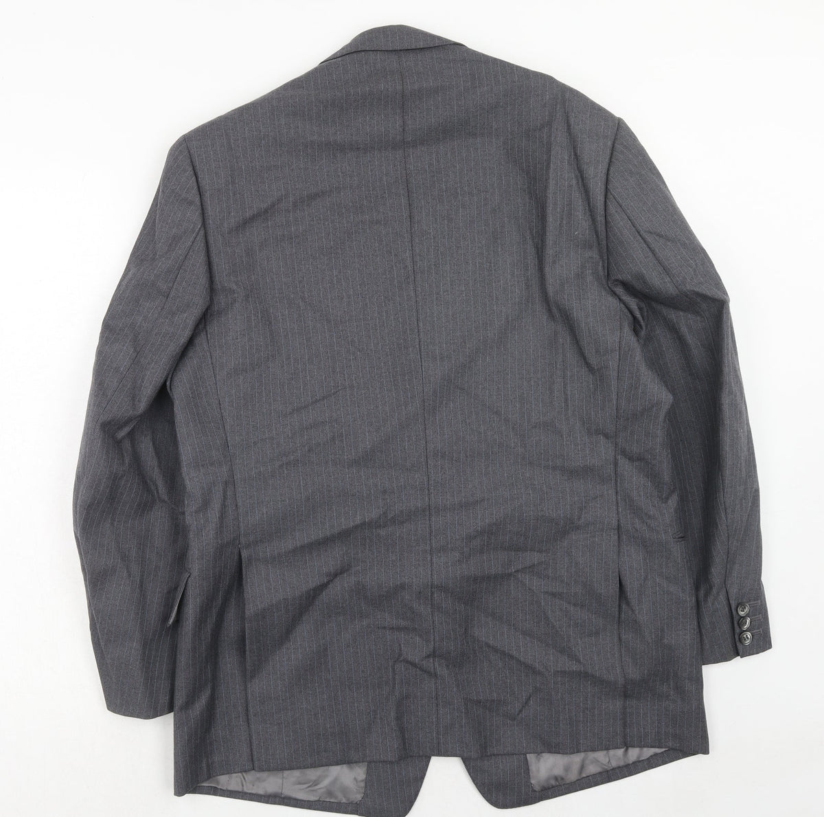 Barney Goodman Mens Grey Striped Polyester Jacket Suit Jacket Size 40 Regular