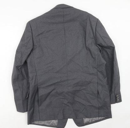 Barney Goodman Mens Grey Striped Polyester Jacket Suit Jacket Size 40 Regular
