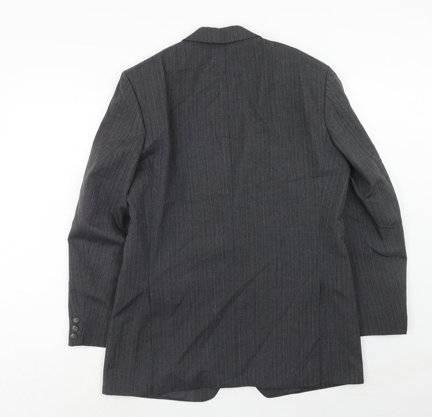 Marks and Spencer Mens Grey Striped Polyester Jacket Suit Jacket Size 40 Regular