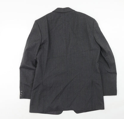 Marks and Spencer Mens Grey Striped Polyester Jacket Suit Jacket Size 40 Regular