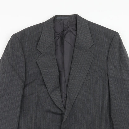 Marks and Spencer Mens Grey Striped Polyester Jacket Suit Jacket Size 40 Regular