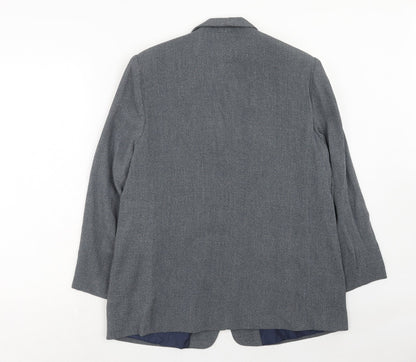 Essentials Womens Blue Polyester Jacket Blazer Size 18