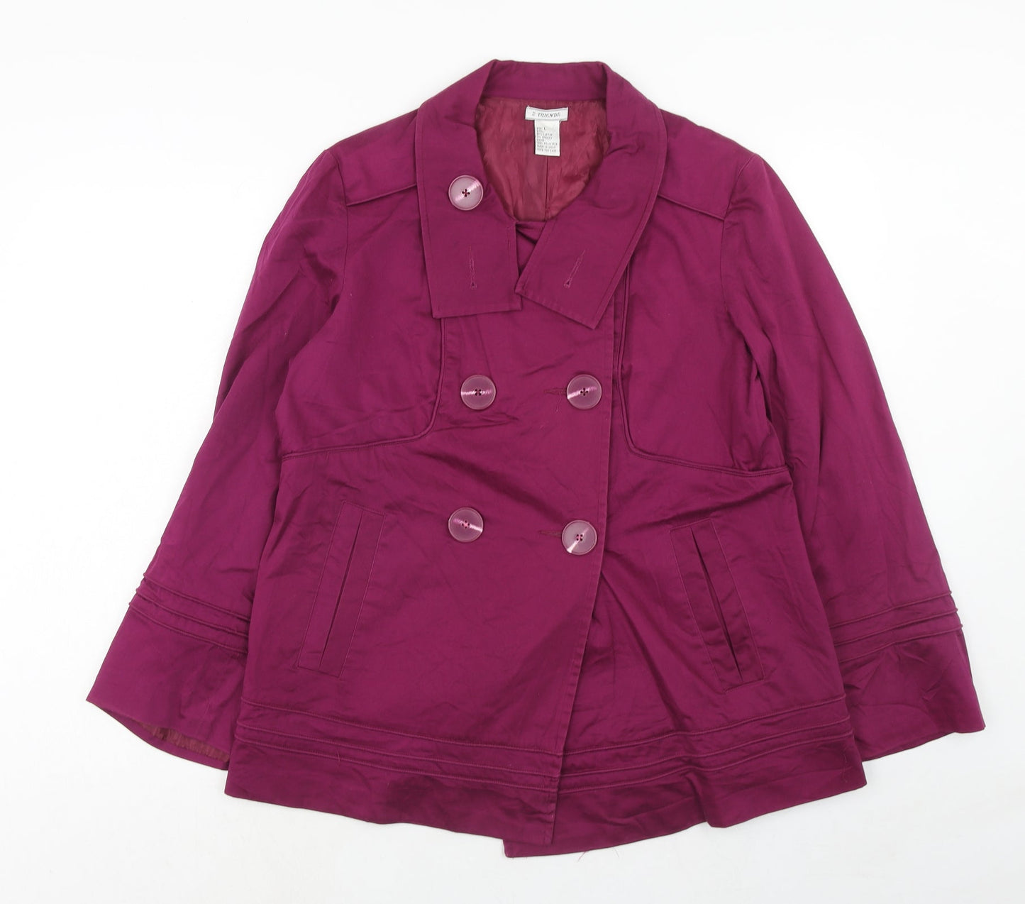 2 friends Womens Purple Parka Coat Size L Button