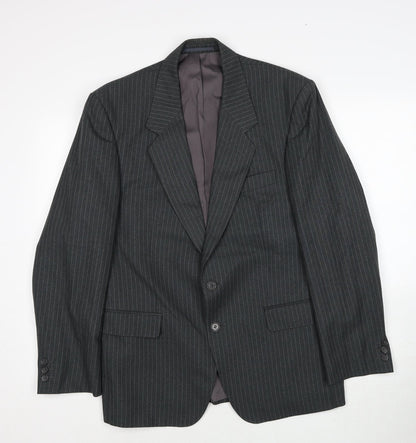 Vartkes Mens Grey Striped Polyester Jacket Suit Jacket Size 42 Regular