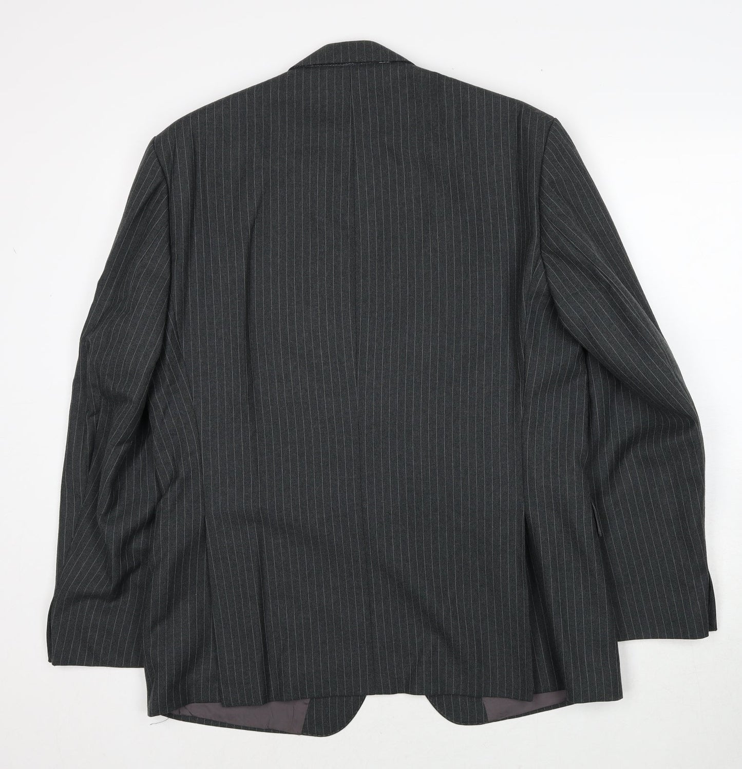 Vartkes Mens Grey Striped Polyester Jacket Suit Jacket Size 42 Regular