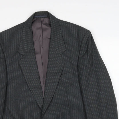 Vartkes Mens Grey Striped Polyester Jacket Suit Jacket Size 42 Regular