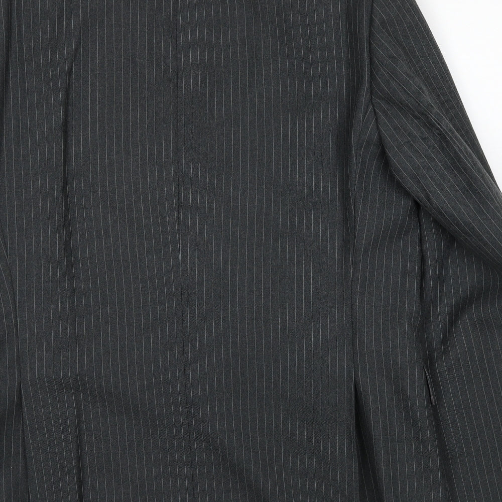 Vartkes Mens Grey Striped Polyester Jacket Suit Jacket Size 42 Regular