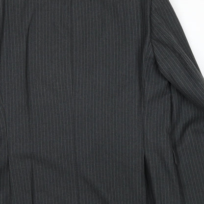 Vartkes Mens Grey Striped Polyester Jacket Suit Jacket Size 42 Regular