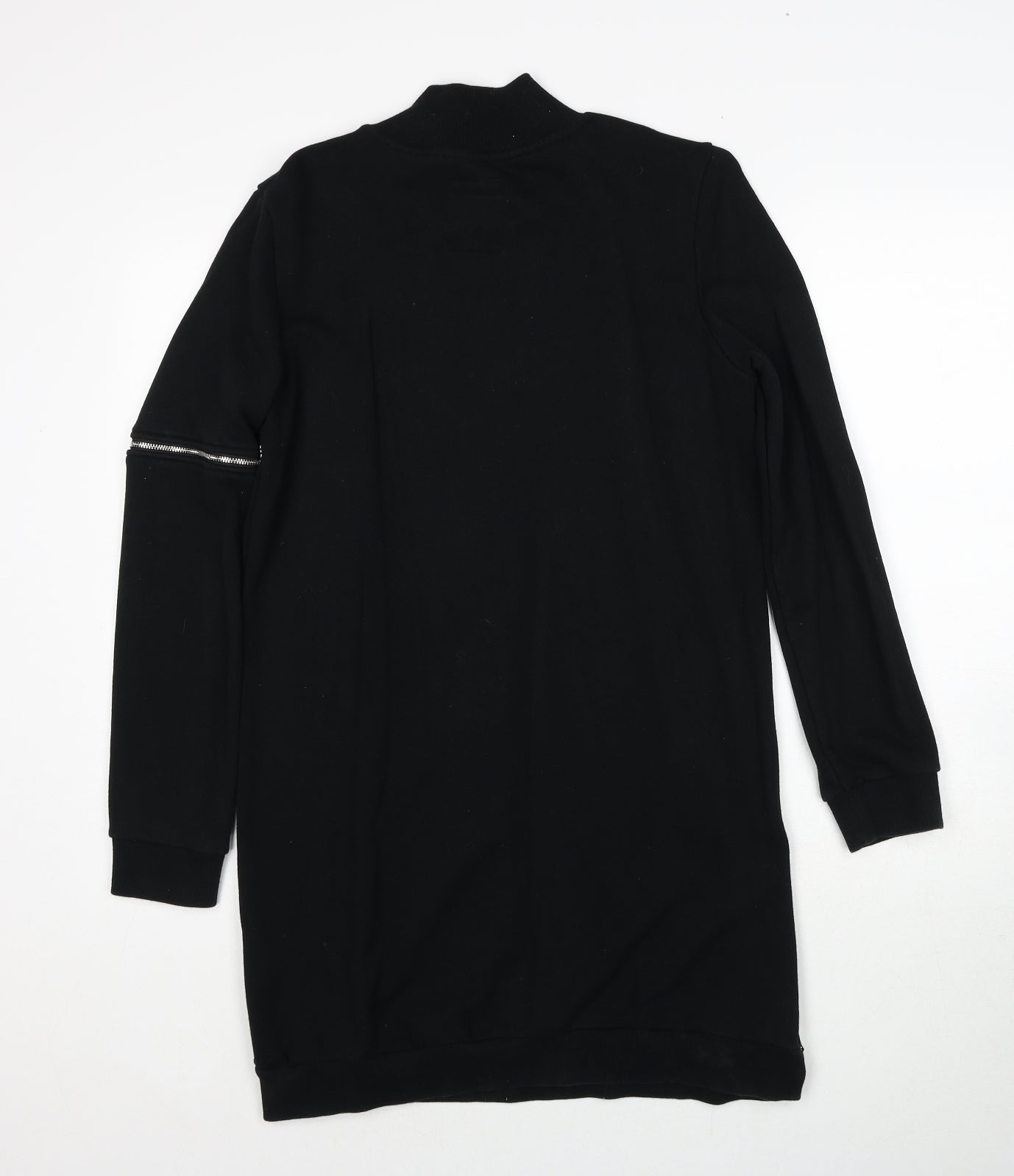 Jason Wood Womens Black Cotton Jumper Dress Size M Mock Neck Pullover