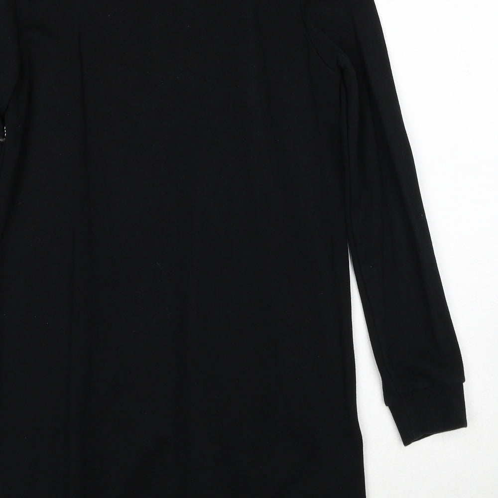 Jason Wood Womens Black Cotton Jumper Dress Size M Mock Neck Pullover