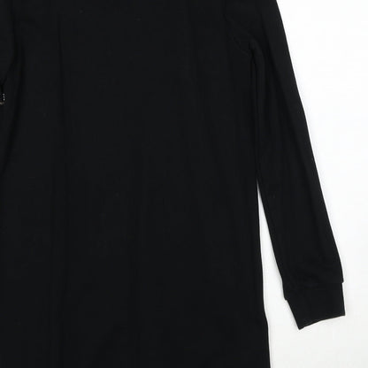 Jason Wood Womens Black Cotton Jumper Dress Size M Mock Neck Pullover