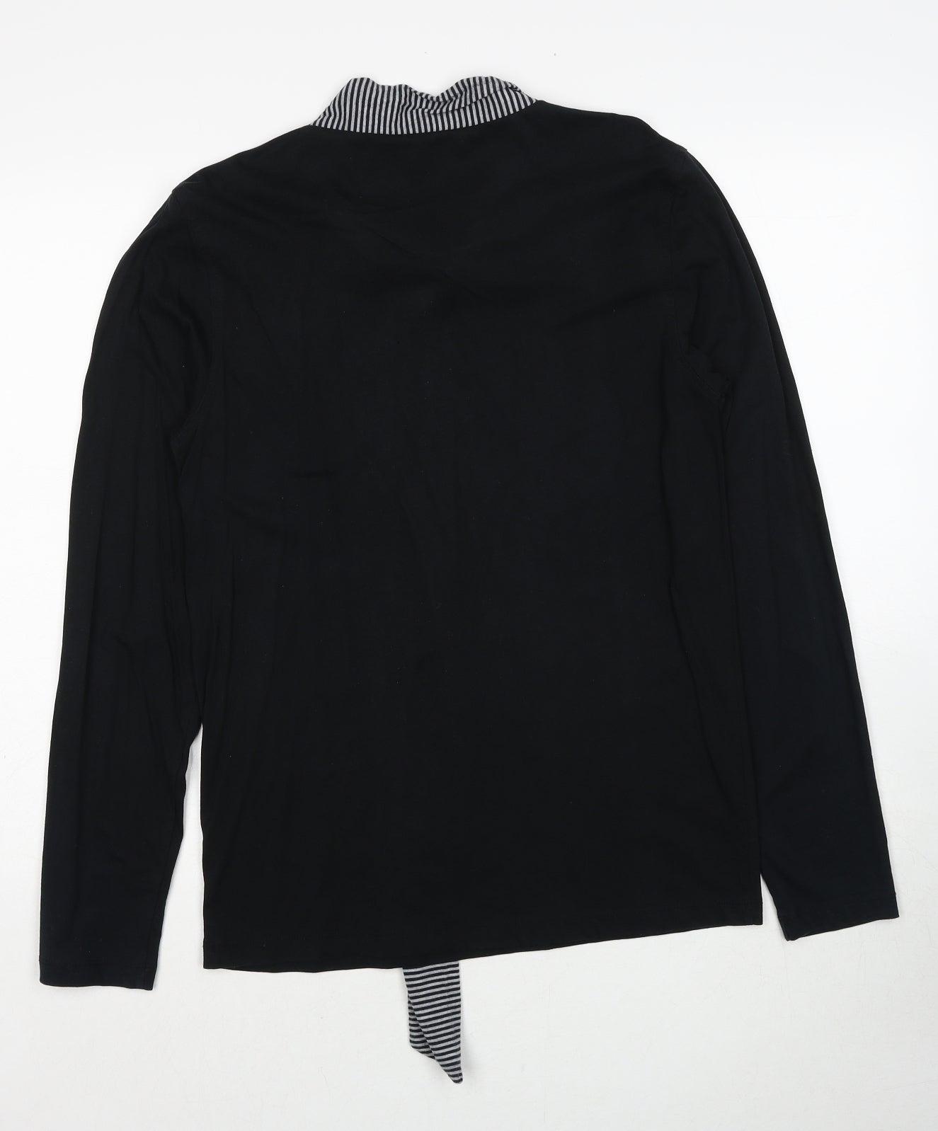 Rouge Justice Womens Black Cotton Basic Blouse Size M Round Neck - Scarf Neck Detail