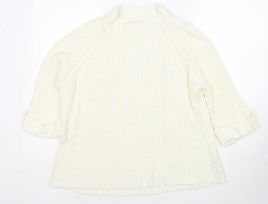 F&F Womens Ivory Mock Neck Acrylic Pullover Jumper Size 14
