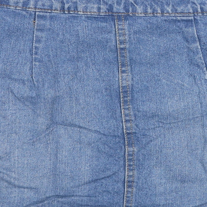 H&M Womens Blue Cotton A-Line Skirt Size 10 Zip