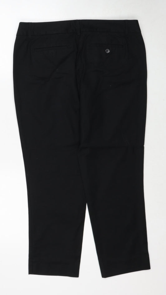 Dalia Womens Black Cotton Chino Trousers Size 10 Regular Zip