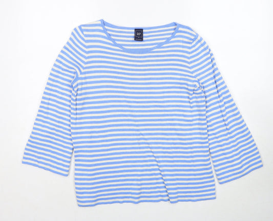 Gap Womens Blue Round Neck Striped Polyester Pullover Jumper Size XS