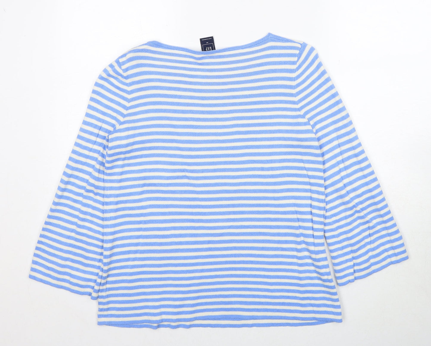 Gap Womens Blue Round Neck Striped Polyester Pullover Jumper Size XS