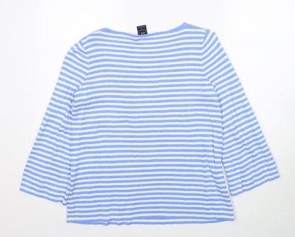 Gap Womens Blue Round Neck Striped Polyester Pullover Jumper Size XS