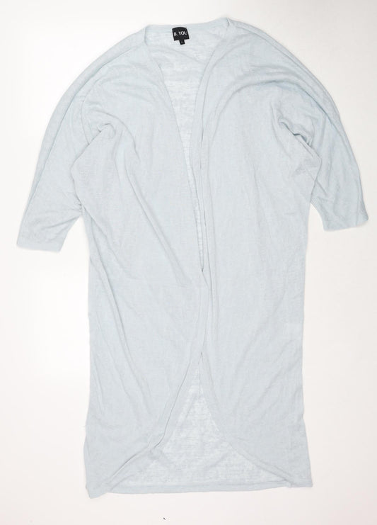 B.You Womens Blue V-Neck Polyester Cardigan Jumper Size L