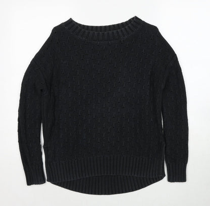 Gap Womens Black Round Neck Cotton Pullover Jumper Size XS