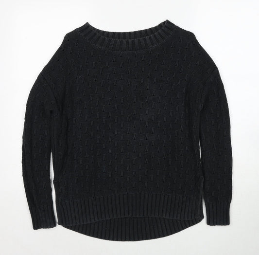Gap Womens Black Round Neck Cotton Pullover Jumper Size XS