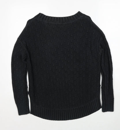 Gap Womens Black Round Neck Cotton Pullover Jumper Size XS