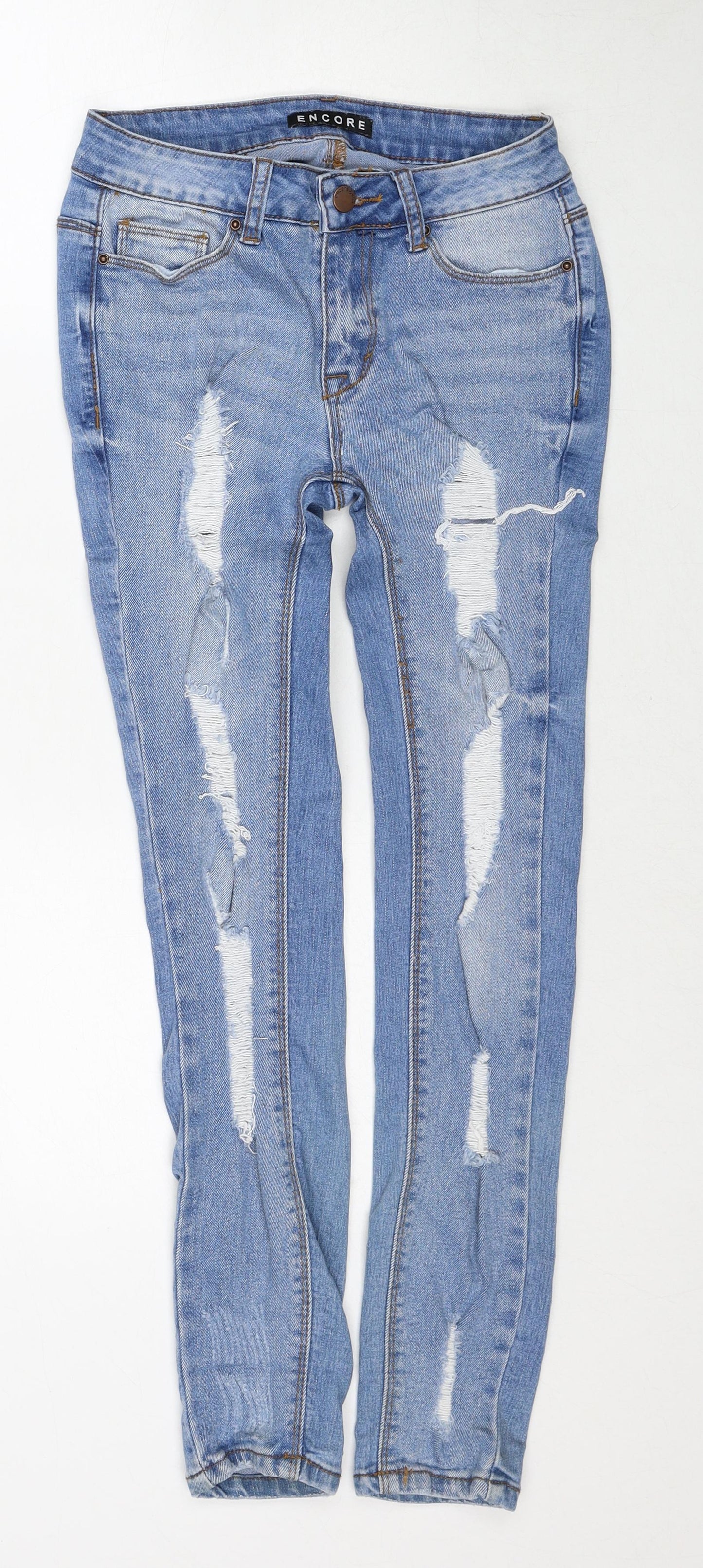 Encore Womens Blue Cotton Skinny Jeans Size 26 in Regular Zip - Label size 1