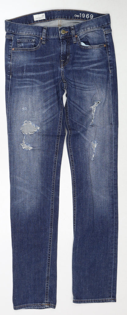 Gap Womens Blue Cotton Straight Jeans Size 26 in Regular Zip