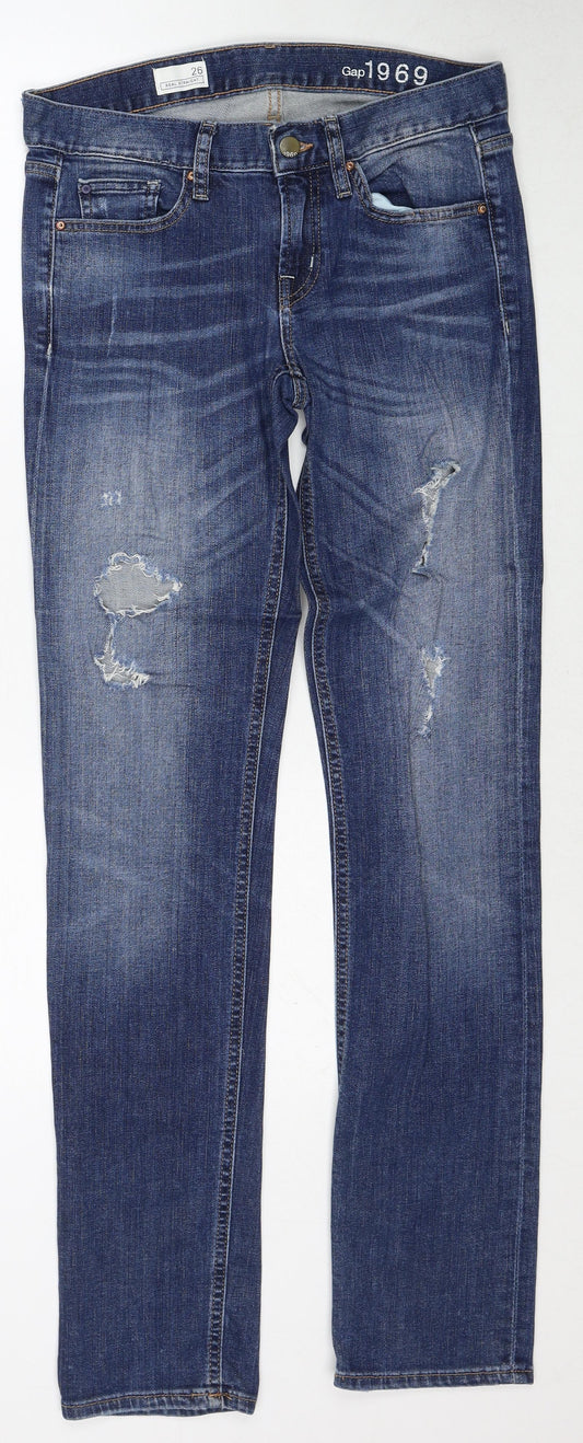 Gap Womens Blue Cotton Straight Jeans Size 26 in Regular Zip