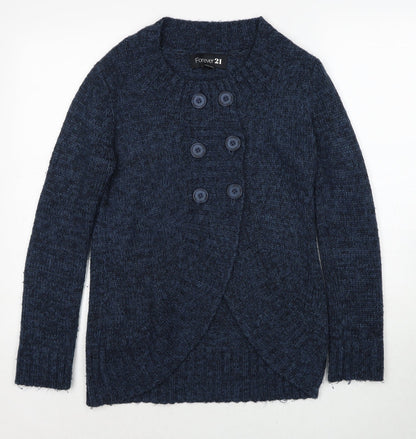 Womens UK Size S FOREVER 21 Blue Cardigan Jumper