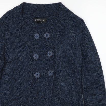 Womens UK Size S FOREVER 21 Blue Cardigan Jumper