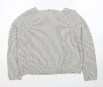 F&F Womens Grey Round Neck Acrylic Pullover Jumper Size 12
