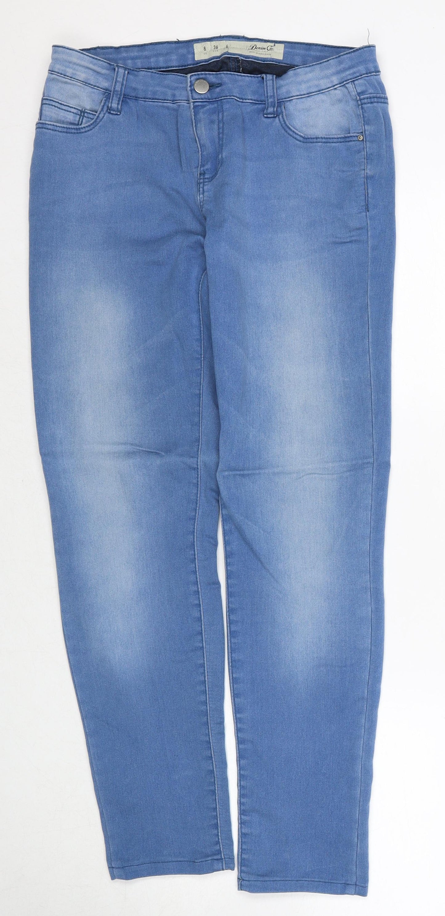 Denim & Co. Womens Blue Cotton Straight Jeans Size 8 Regular Zip
