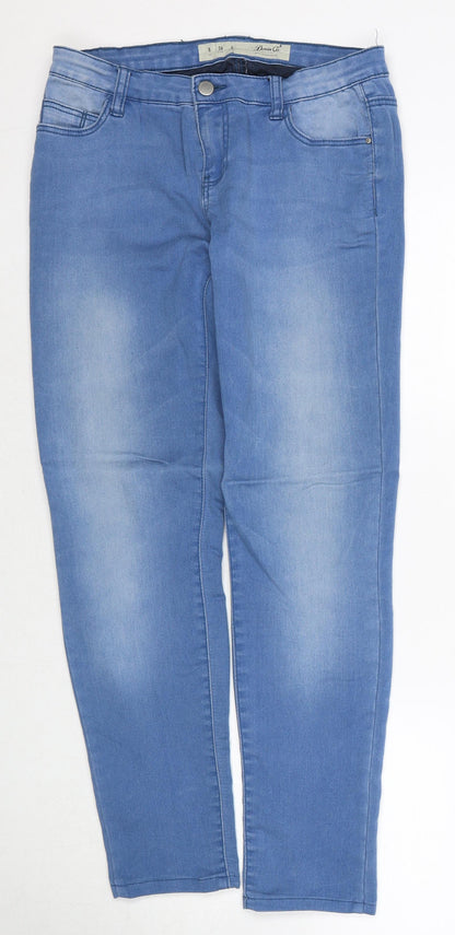 Denim & Co. Womens Blue Cotton Straight Jeans Size 8 Regular Zip
