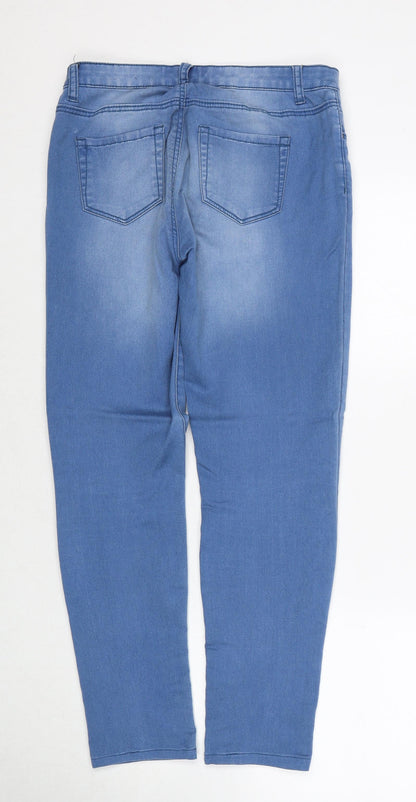 Denim & Co. Womens Blue Cotton Straight Jeans Size 8 Regular Zip
