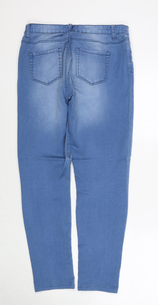 Denim & Co. Womens Blue Cotton Straight Jeans Size 8 Regular Zip