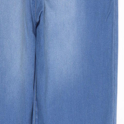 Denim & Co. Womens Blue Cotton Straight Jeans Size 8 Regular Zip