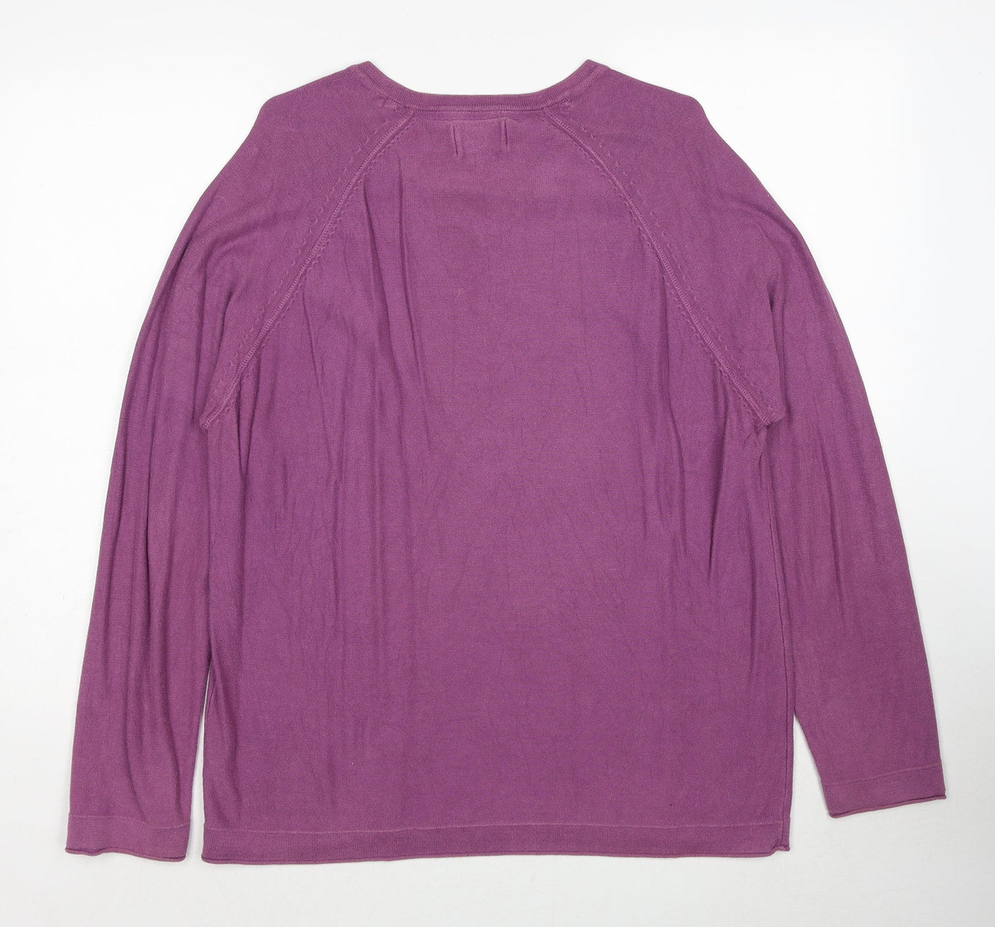 Marks and Spencer Mens Purple V-Neck Cotton Pullover Jumper Size L Long Sleeve