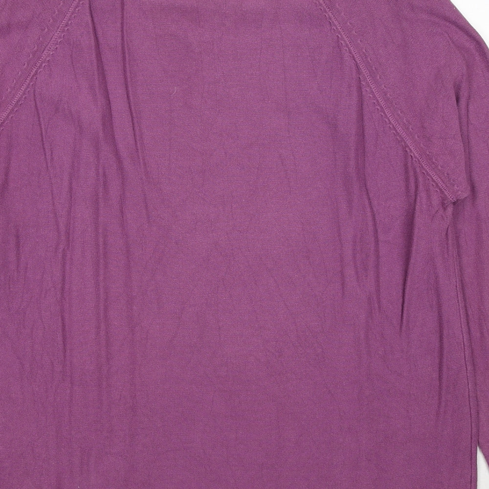 Marks and Spencer Mens Purple V-Neck Cotton Pullover Jumper Size L Long Sleeve